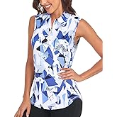 Viracy Womens Sleeveless Golf Polo Shirts Zip Up Sun Protection Work Out Tank Tops Lightweight Fast Dry for Tennis, Casual