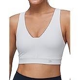 Yvette V Neck Criss Cross Back Yoga Sports Bra Women Wide Straps Light Support Removable Padding Workout Tank Top
