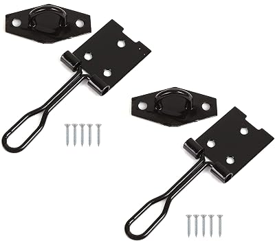 TERF Wire Hasp and Staple Set 75mm Black Pack of 2 with Fixing Screws