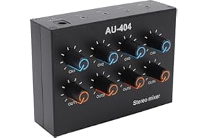 Focket 4 Channel Mixer, Aluminum Alloy 20Hz-20kHz Professional Audio Sound Mixer Board Dual Channel Stereo with Power Bank Co