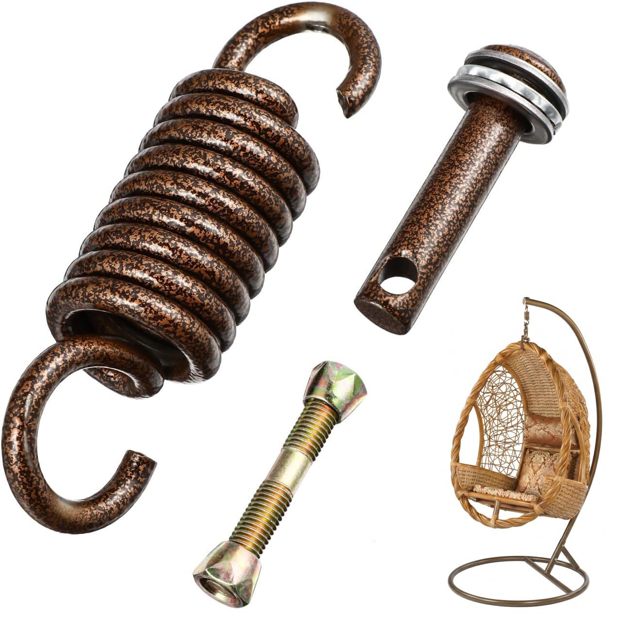 DOITOOL Hammock Spring Kit Heavy Duty Hammock Chair Hanging Kit 360° Rotation Spring Hook Swing Hangers with Bolt for Hanging Egg Chair, Rocking, Boxing Bags, Swing - Capacity 450KG