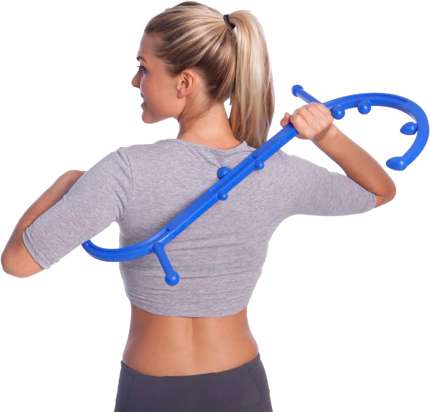 Body Back Buddy Classic - Trigger Point Back Massager, Full Body Muscle Pain Relief, Handheld Massage Stick, Massage Cane, Instructions Included (Blue Marbled): Health & Personal Care