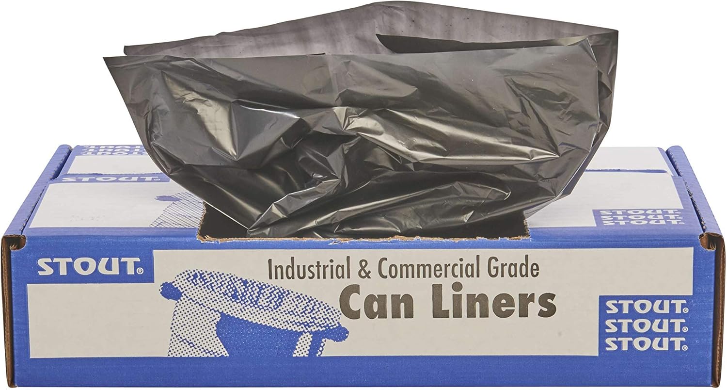 Stout by Envision T3039B13 100% Recycled Plastic Garbage Bags, 20-30gal, 1.3mil, 30x39, Brown/Black (Case of 100) (Renewed)
