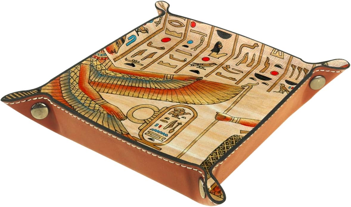 Kleine Aufbewahrungsbox,Herren-Valet-Tablett,Antikes Ägypten,Leder