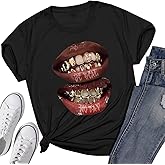 Yicool Women's Lips Graphic Tee Y2k 90s T Shirts 2000s Trendy Tops Summer Personalized Vintage Clothes