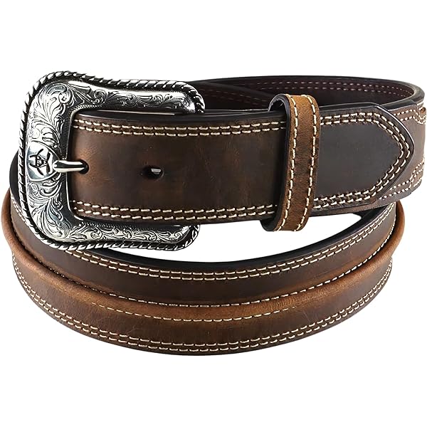 Letherock Brown Leather Belt with Silver Buckle Made in the USA Size S Casual Dark Brown Leather Buckle Belt | Montana Silversmiths main image 4