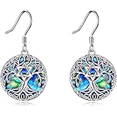 YFN Tree of Life Earrings Sterling Silver Tree Life Eardrop with Abalone Shell Dangle Drop Earrings Jewelry Gifts for Women