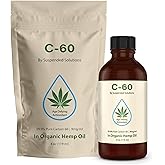 Suspended Solutions - C-60 Hemp - 4oz - 99.9% Pure C-60 in Organic Extra Virgin Hemp Oil - 100% Solvent Free - 108mg Active C60 - Glass Bottle - Carbon 60.