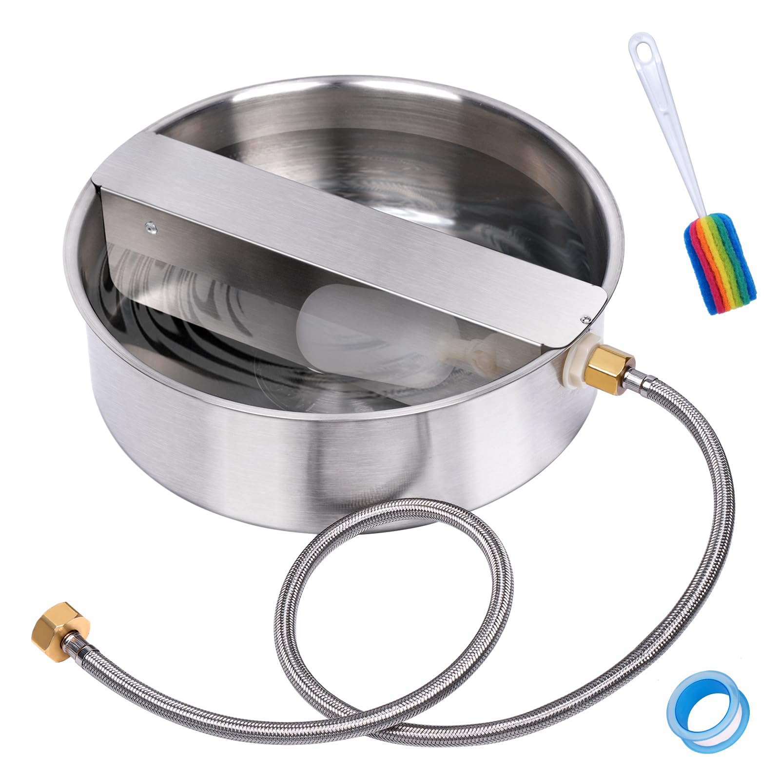 Photo 1 of KHEARPSL Automatic Dog Water Bowl Dispenser Large Breed Outdoor Pet Water Fountain Pet Waterer with Float Valve 6.5L Heavy-Duty Stainless Steel Auto Waterer for Large Dogs Cats Puppy Chicken Goat