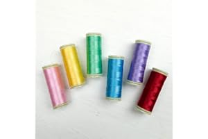 WonderFil Sue Daley Designs Brights Specialty Threads, 6 x 273yd spools 2-Ply 80wt Cottonized Soft Polyester Silk-Like Thread Fine Sewing English Paper Piecing EPP Applique Sewing Stippling Decobob