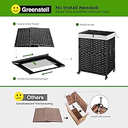 Greenstell Laundry Hamper with Wheels, No Install