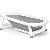 OXO Tot Splash &amp; Store Bathtub, Baby Bathtub, Newborn Essentials | Infant - 18 Months, Fold Flat to Store, Narrow End Cradles Newborns, Wider End Supports Older Babies, Baby Registry Essential