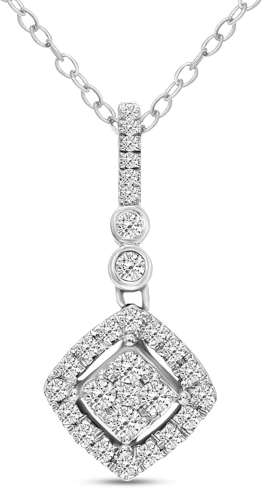 Mothers Day Gifts Lab Grown Diamond Pendant 10K White Gold FDP15529