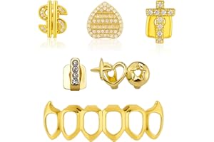 ILIEMOC Gold Grillz Teeth, Costume & Silver Grillz for Teeth, Single Tooth Grillz, Fake Gold Grill, Bottom Grillz for Men & Women, Mouth Grills, Teeth Jewelry Accessories