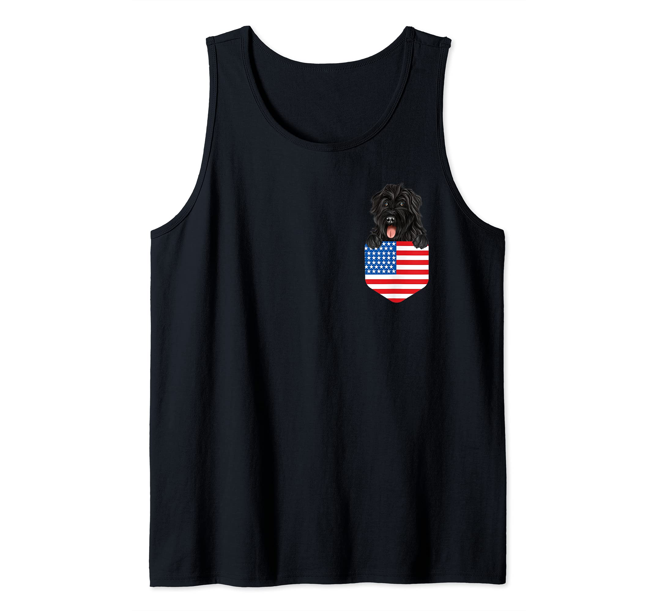 America Flag Bouvier des Flandres Dog In Pocket Tank Top