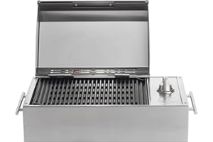 Kenyon B70200 City Grill, Portable Grill, Stainless Steel, Single Burner, Knob Control, Faceted Lid, UL Approved For Use Indoors And Outdoors, Flame-Free, 120V