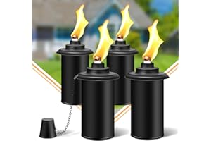 FAN-Torches 4 Pack Torch Canisters,16oz Replacement Torch Refillable Canisters with Wicks,Caps, Outdoor Citronella Fuel Torch Canister for Luau Party, DIY Garden Decor.