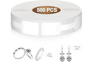 GUEER 500 Pcs Classic Jewelry Price Tags Labels Self Adhesive for Jewelry, Bracelet, Ring, Necklace, Earring, Clothing DisplayKraft(Kraft Paper) (White)