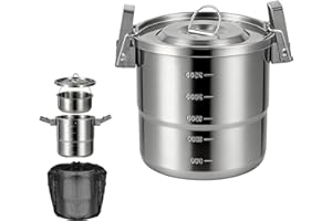 3L/3.17QT Camping Pot Stainless Steel with Micro Pressure Lock, Large-Capacity Outdoor Cooking Pot with Steamer Grid & Storag