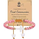 Smilelife First Communion Gifts for Boys and Girls, Women - Inspirational Cross Bracelet with Blessing Card
