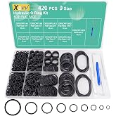 XBVV 420 Pcs Hydraulic O-Ring Kit for ORS/ORFS Flat Face Fittings 9 Size Buna-N 70A O-Ring Seal Kit with Pick for Hydraulic Fittings,SAE J1453 Fittings,Hydraulic Pumping,Size 1/4&Prime;-2&Prime;