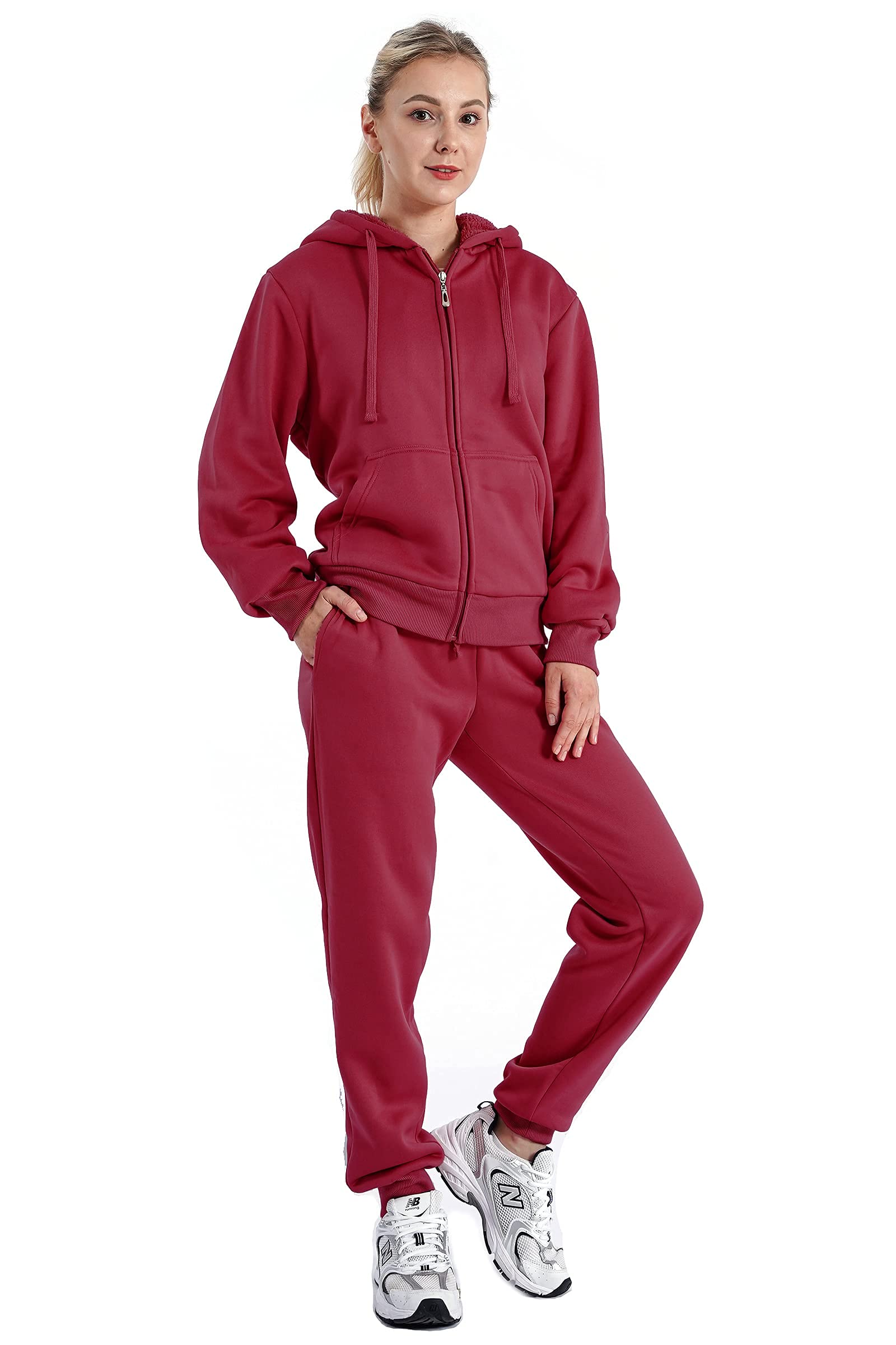 Photo 1 of **PARTIAL SET/check clerk comments**Gary Com 2 Piece Outfits Women's Fleece Sherpa Lined Sweatsuits Long Sleeve Hoodie and Sweat Pants Winter Warm Tracksuit Set Jogging Zip Up Workout Suit