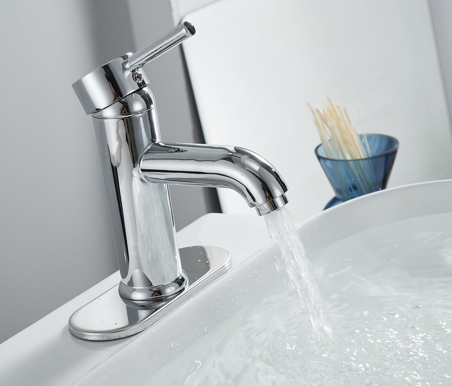 Greenspring Chrome Bathroom Faucet Sink Single Handle Lavatory Vanity Basin Mixer Tap One Hole Supply Line Long Spout Lead-Free - - 