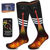 Heated Socks for Men Women with App Control, 6000mAh Upgraded Rechargeable Electric Heated Socks to 10 Hours, Washable Winter Foot Warmer Socks, 4 Heating Level, Outdoor Camping Skiing Hunting Hiking