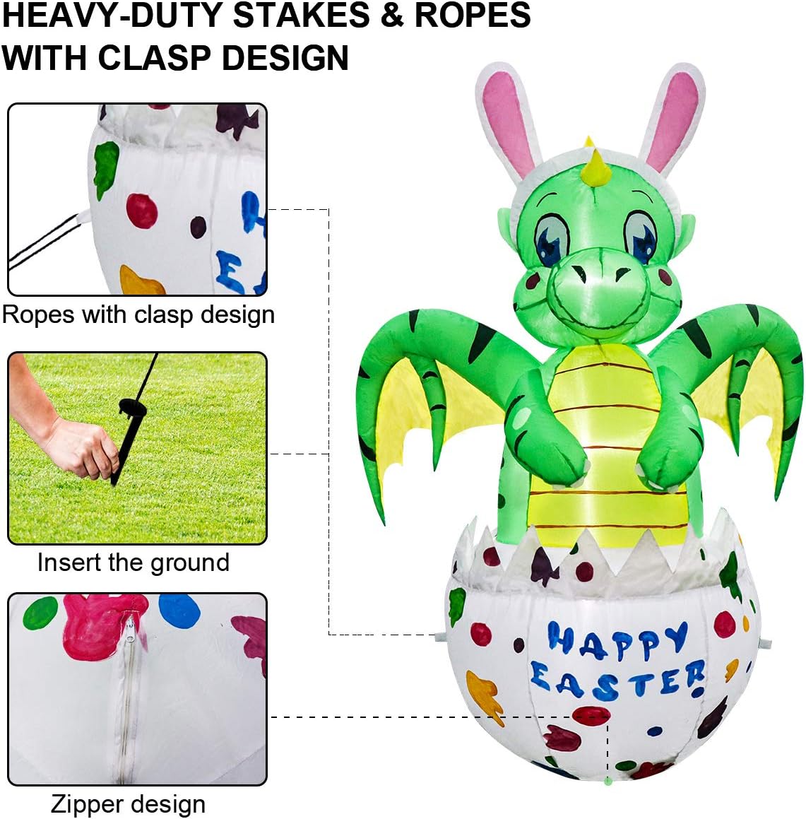 Meland Easter Inflatable Decorations 4.5FT - Inflatable Dinosaur in Eggs - Easter Blow up Décor with Light for Party Indoor Outdoor, Yard, Garden, Lawn: Garden & Outdoor