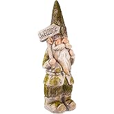 KrcaJeo 14”H Garden Gnomes Outdoor, Funny Porch Greeter Welcome Gnomes Decorations for Yard Patio Lawn, Resin Gnome Statues for Garden Decor, Unique Christmas Gnome Gift for Women