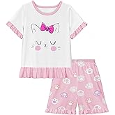 LQSZ Girls Pajamas Set Summer Kids Princess PJS Shorts Sleeve Lounge Set Sleepwear for 3-10 Years