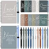 Kosiz 12 Sets Christian Gifts Bulk Inspirational Prayer Journals with Pens A6 Spiral Bible Notebook Religious Valentines Gift for Women Men Church Members Bible Study Groups (Boho Color)