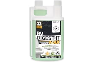 Unique RV Digest-It MAX, 32 Super Concentrated RV Toilet Treatments, Odor Eliminator, Liquifies Paper and Waste, Easy-Measure Bottle (32 Fl Oz)