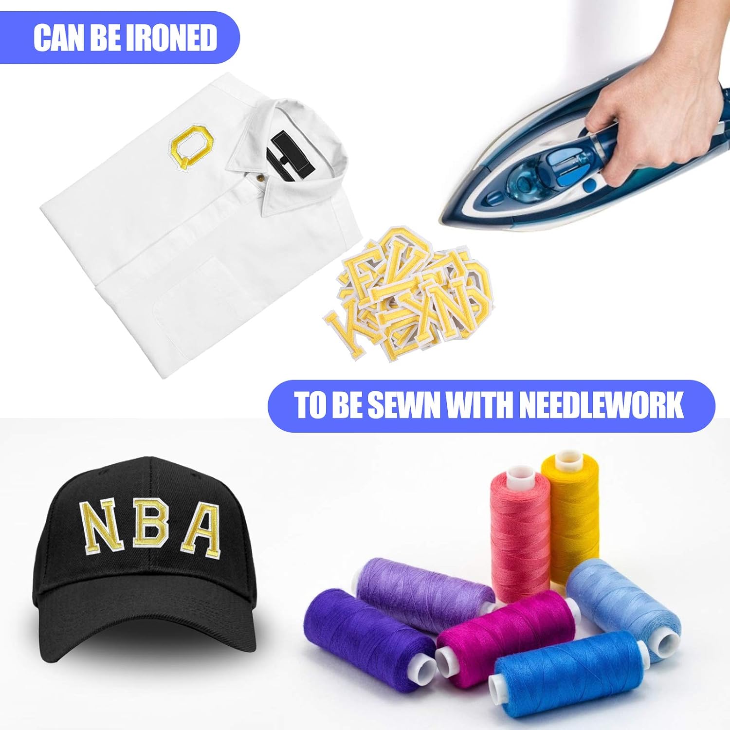 52 Iron-on Letter Patches With Gold-Plated Sewing Needle - Alphabet Embroidered Appliques for Clothing Gold - Image 5