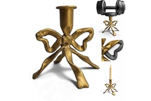 Heavy Cast Iron Dancing Bow Taper Candle Holders, Ribbon-Inspired Sculptural Design, Fits 7/8" Candlesticks, Vintage Metal fo