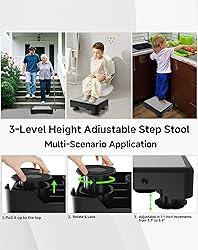 Adjustable Step Stool for Adults, Noctilucent Bed