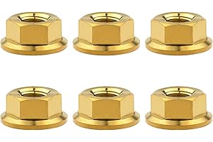 Wanyifa Titanium DIN6923 M5 M6 M8 M10 M12 M14 M16 Hex Flange Nuts Pack of 6 (M6 Pitch 1.0mm, Gold)