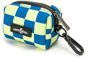Lucy & Co. Have a Nice Day Everyday Dog Poop Bag Holder - Leak Proof Dispenser - Hygienic Pet Poop Pickup - Purple Checker