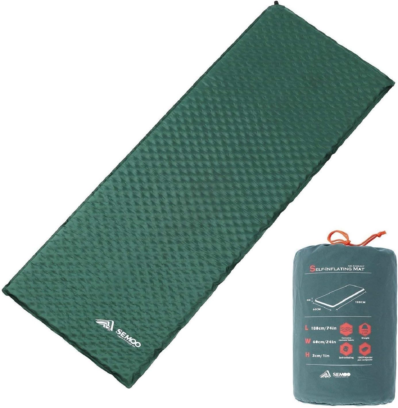 SEMOO Self-Inflating Camping Sleeping Pads Lightweight Comfort 1.2 Inch Thick Water Repellent Coating Mats Great for…