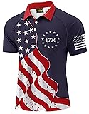 Men's American Flag Polo Shirt Funny USA Golf