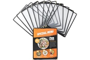 MAOPINER Set of 10 Menu Covers 8.5 x 11 | 1 Page 2 View Restaurant Recipe Menu Covers, Best Menu Books and Restaurant Supplies for Kitchen, Drink, Wine Menu Covers (8.5"x 11" (1 Page, 2 View)