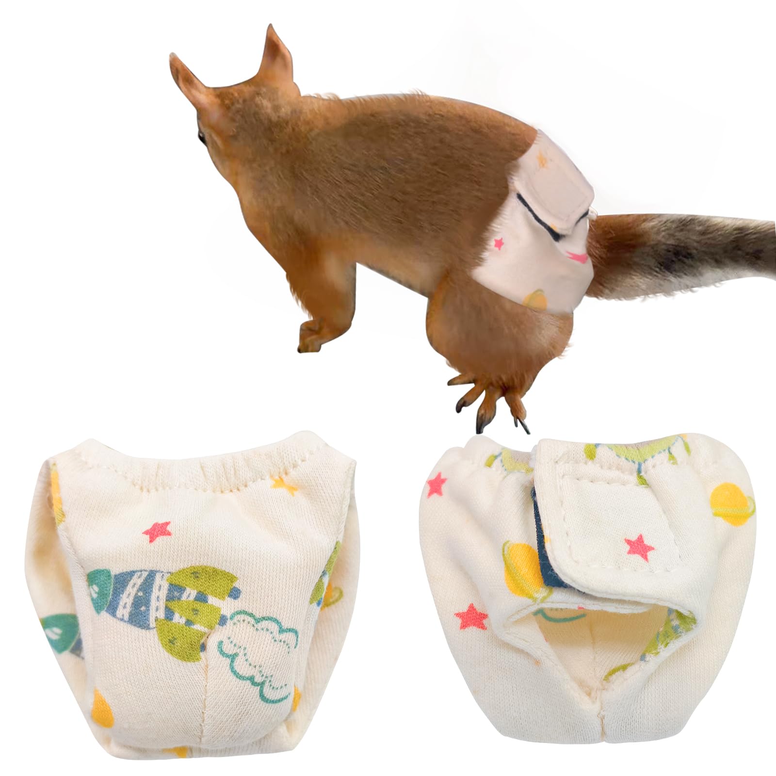2PCS Small Pet Diapers,Guinea Pig Diapers,Reusable Squirrel Diapers,Washable,Specially Designed for Use on Pet Squirrels Small Medium Guinea Pig. (Beige Pattern, (S,Beige Pattern)