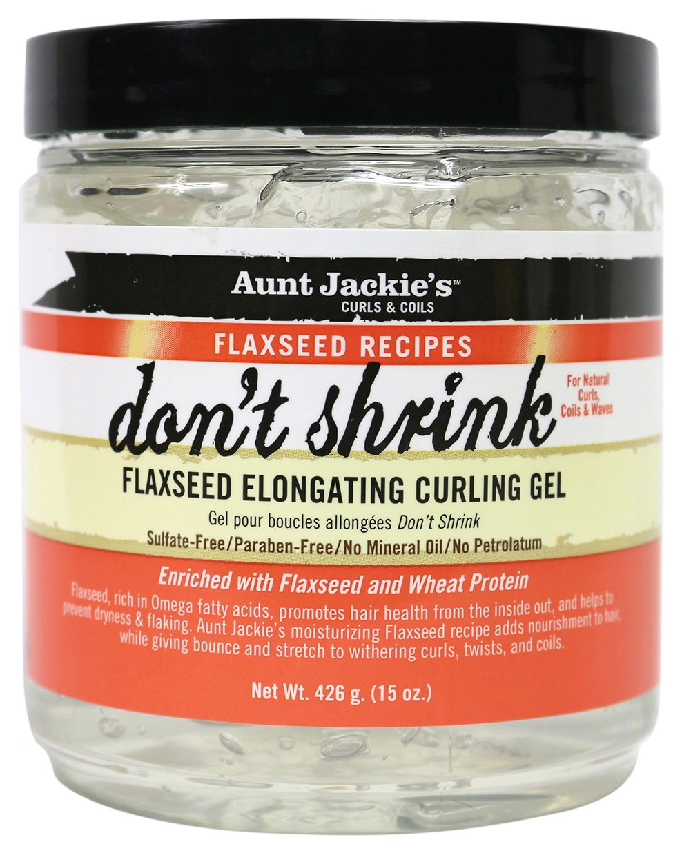Aunt Jackies Don't Shrink Flaxseed Elongating Curling Gel, 15 oz by Aunt Jackies