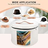 Les-Theresa White Felt Hat Storage Box 15.7"x9.8" Round Foldable Hat Carrier view 4