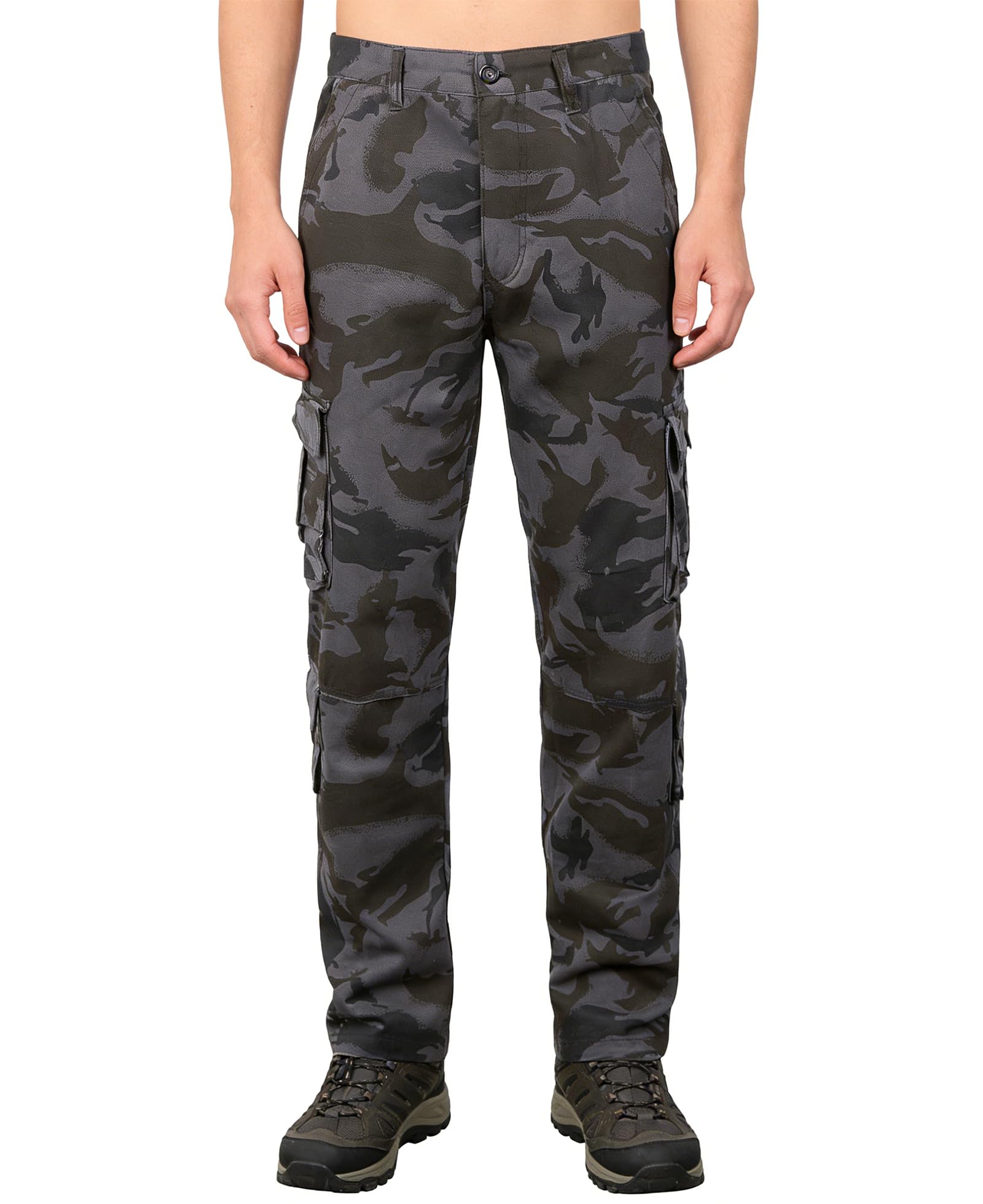 zeetoo Mens Relaxed-Fit Cargo Pants Multi Pocket Military Camo Combat ...