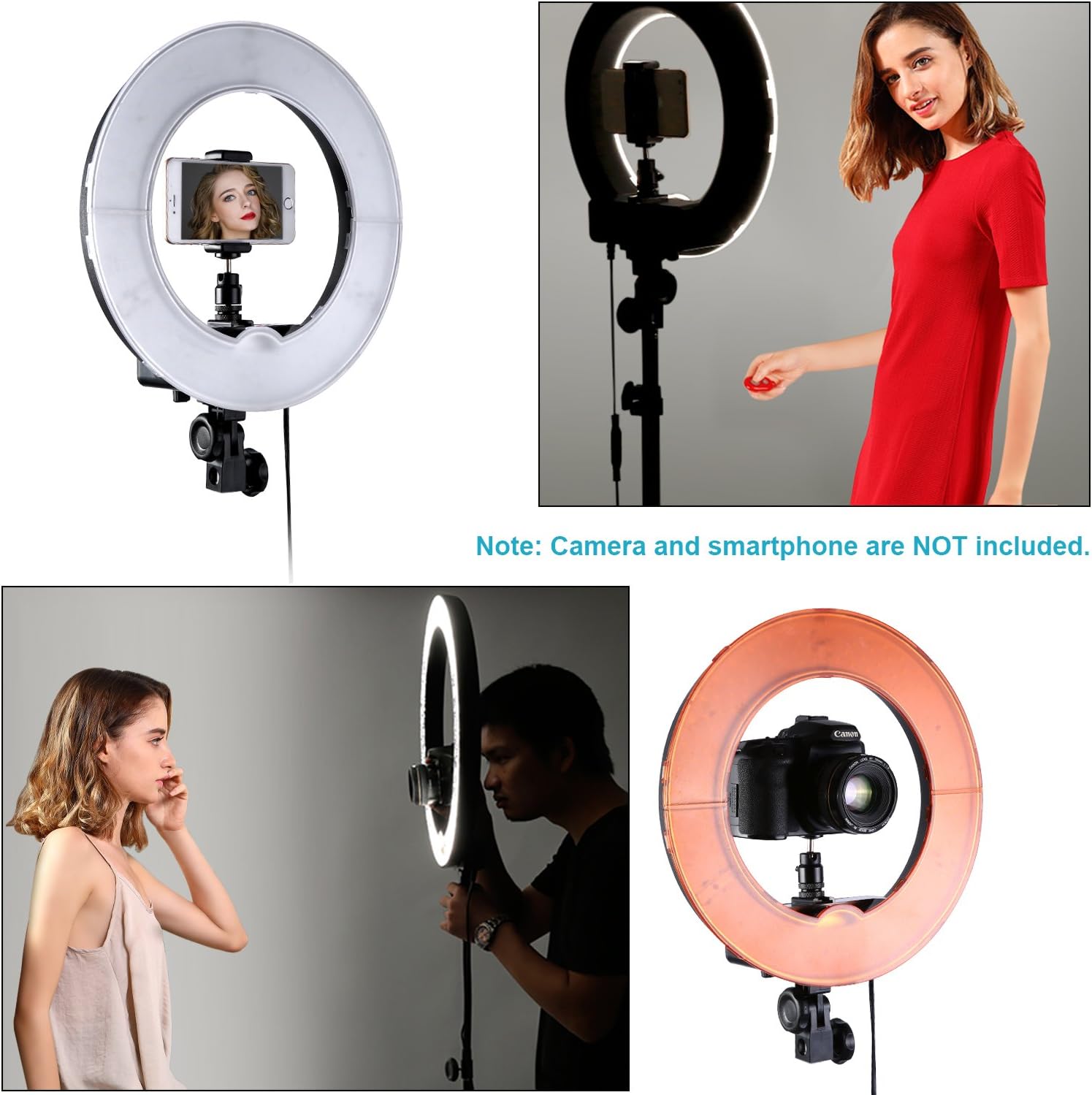 Neewer RL-12 LED Ring Light 14" outer/12 on Center with Light Stand, Soft Tube, Filter, Carrying Bag for Makeup, YouTube, TikTok, Camera/Phone Video Shooting : Camera & Photo