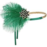 BABEYOND 1920s Flapper Headband Roaring 20s Headpiece Gatsby Ostrich Feather Headpiece with Crystal