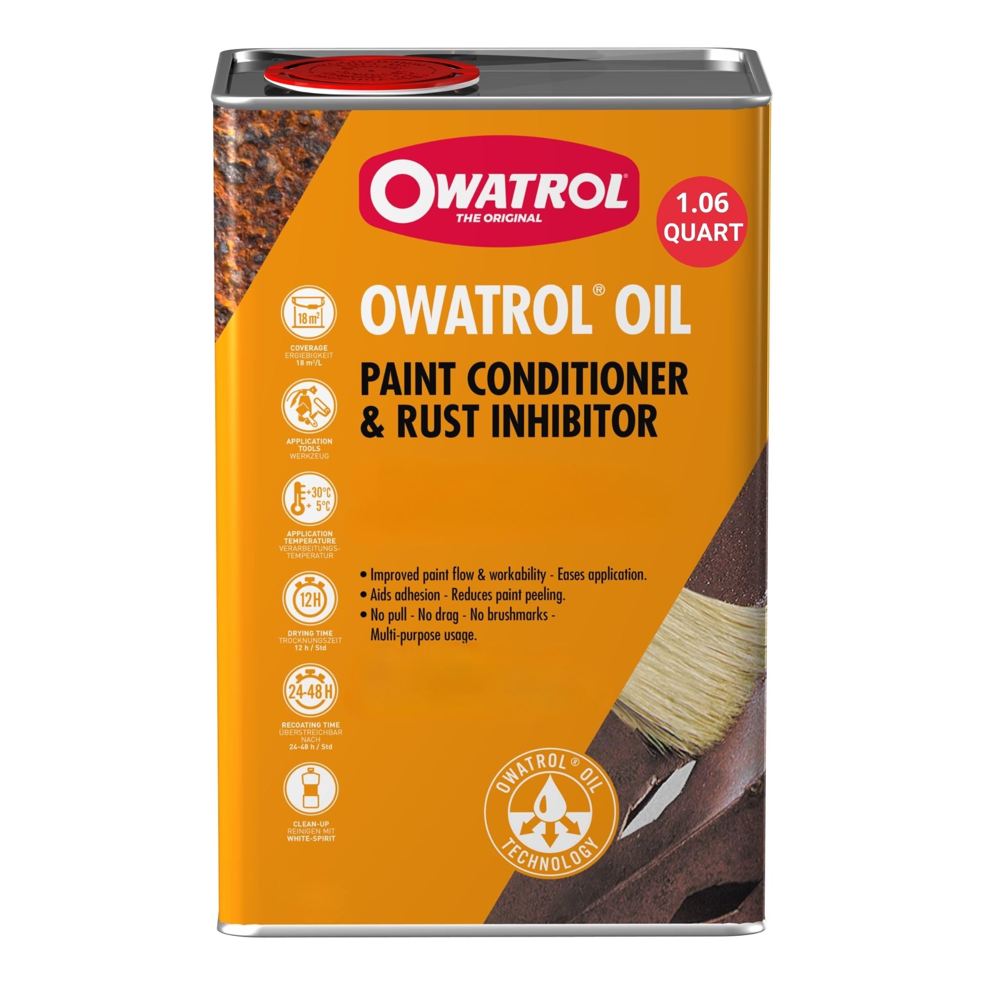 Owatrol Oil - Colourless, Penetrating Rust Inhibitor & Oil-Based Paint Additive - 1L