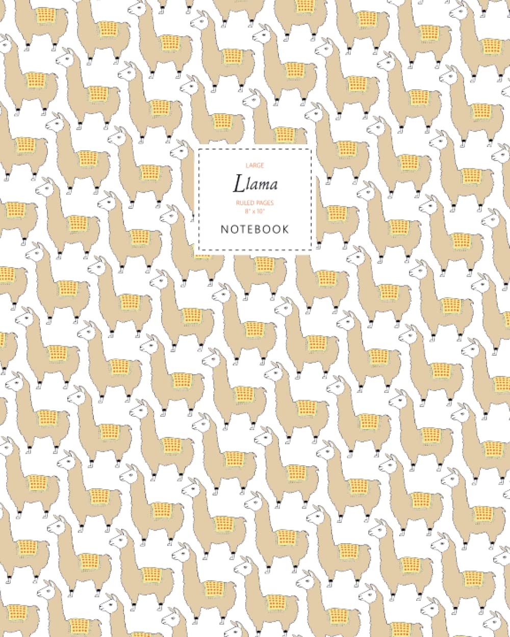 Llama Notebook - Ruled Pages - 8x10 - Premium: (White Edition) Fun notebook 192 ruled/lined pages (8x10 inches / 20.3x25.4 cm / Large Jotter)