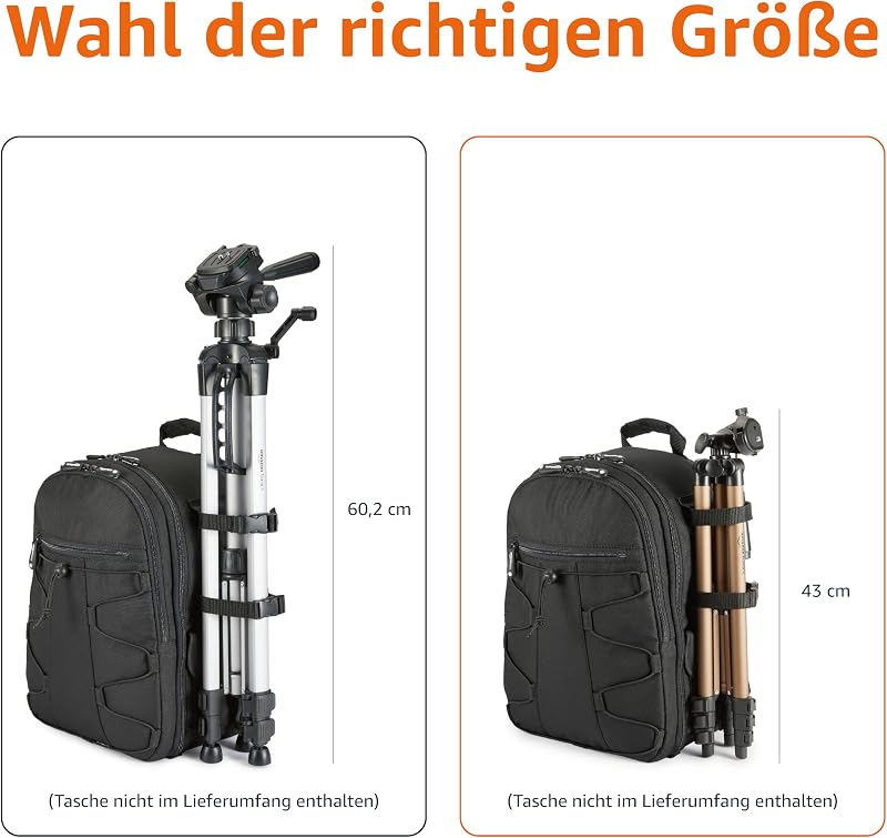 Kamerastativ, 127,0cm/50,0in, Leicht, mit Tasche, Höhenverstellbar, für DSLR-Kameras, Champagnerfarben